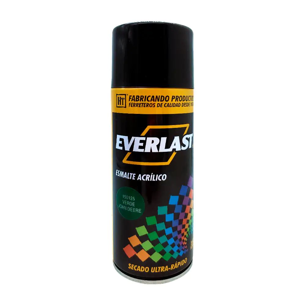 Pintura esmalte acrílico en aerosol everlast color verde john deere, 400ml