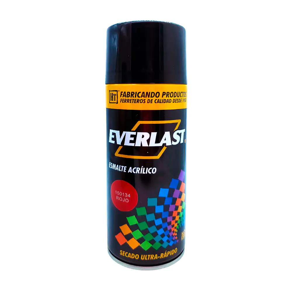 Pintura esmalte acrílico en aerosol everlast color rojo, 400ml