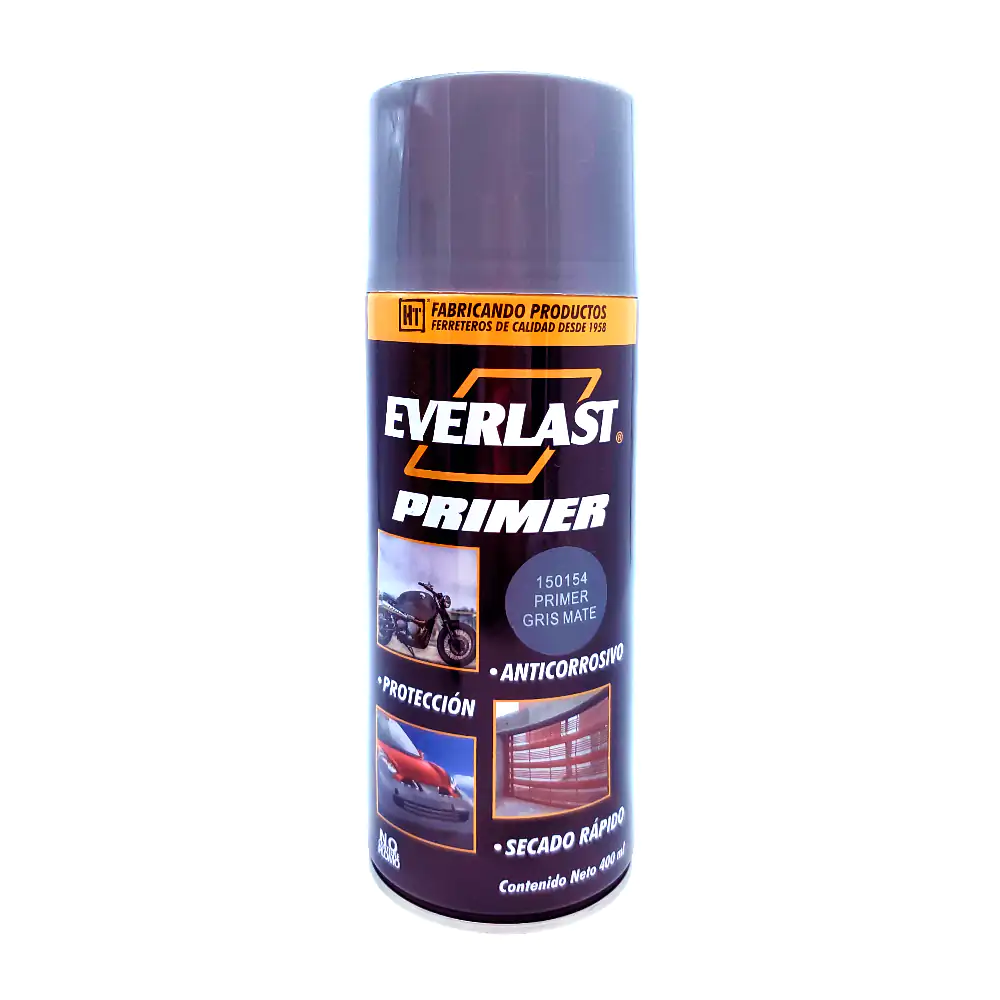 Pintura esmalte acrílico en aerosol everlast color gris mate, 400ml