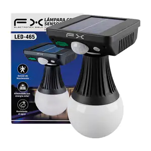 Foco - bombilla led recargable fx con panel solar y sensor de movimie…