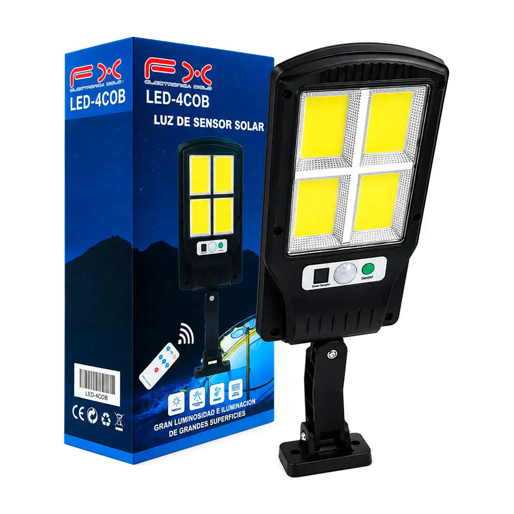 Lámpara suburbana fx recargable con panel solar y sensor de movimiento + control remoto