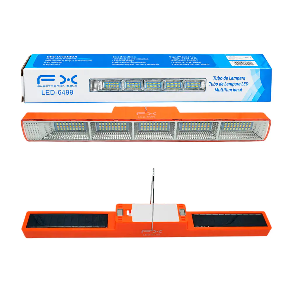Lámpara rectangular led colgante fx recargable con panel solar y modos de luz intercambiables 