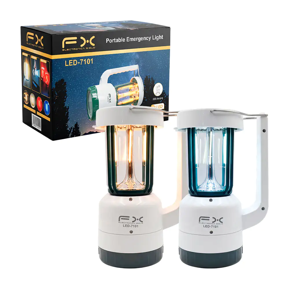 Lámpara tipo faro de mano fx con modos de luz intercambiable y linterna lateral, variedad 