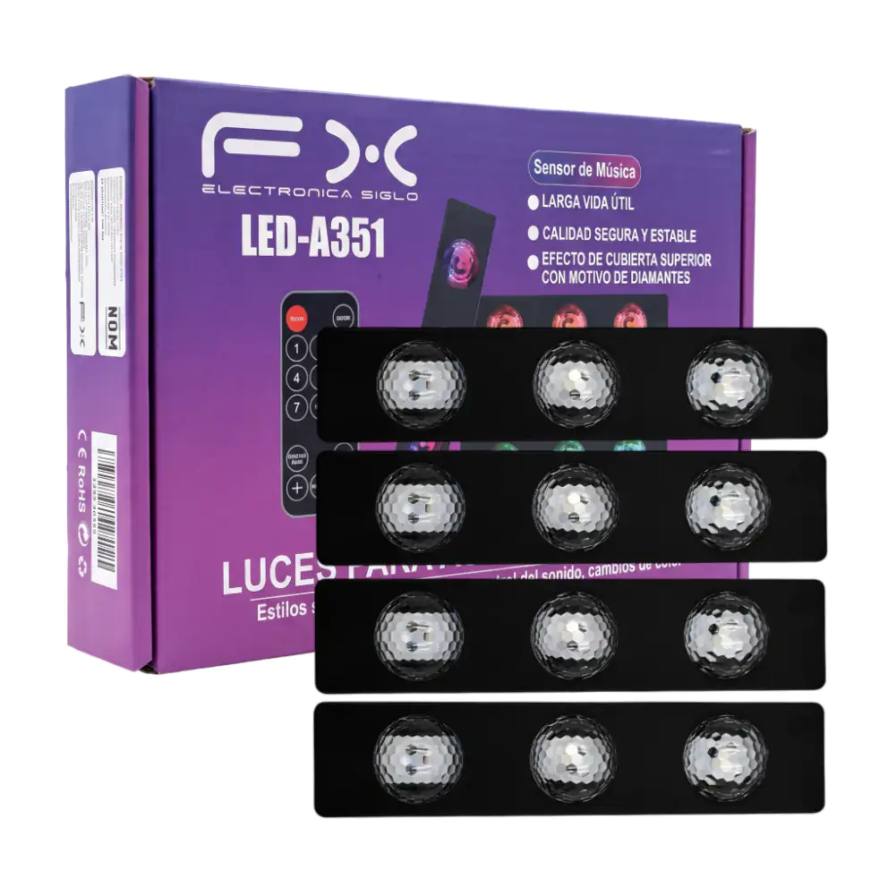 Tira de luz rgb tipo panel para decoración con sensor de música + control remoto / led-a351