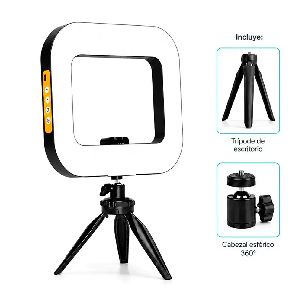 Mini lámpara tipo reflector cuadrado recargable con modos de iluminación intercambiable, 20w
