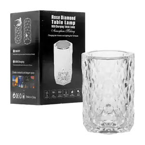 Lámpara de mesa con diseño diamante de cristal, carga usb + iluminaci…