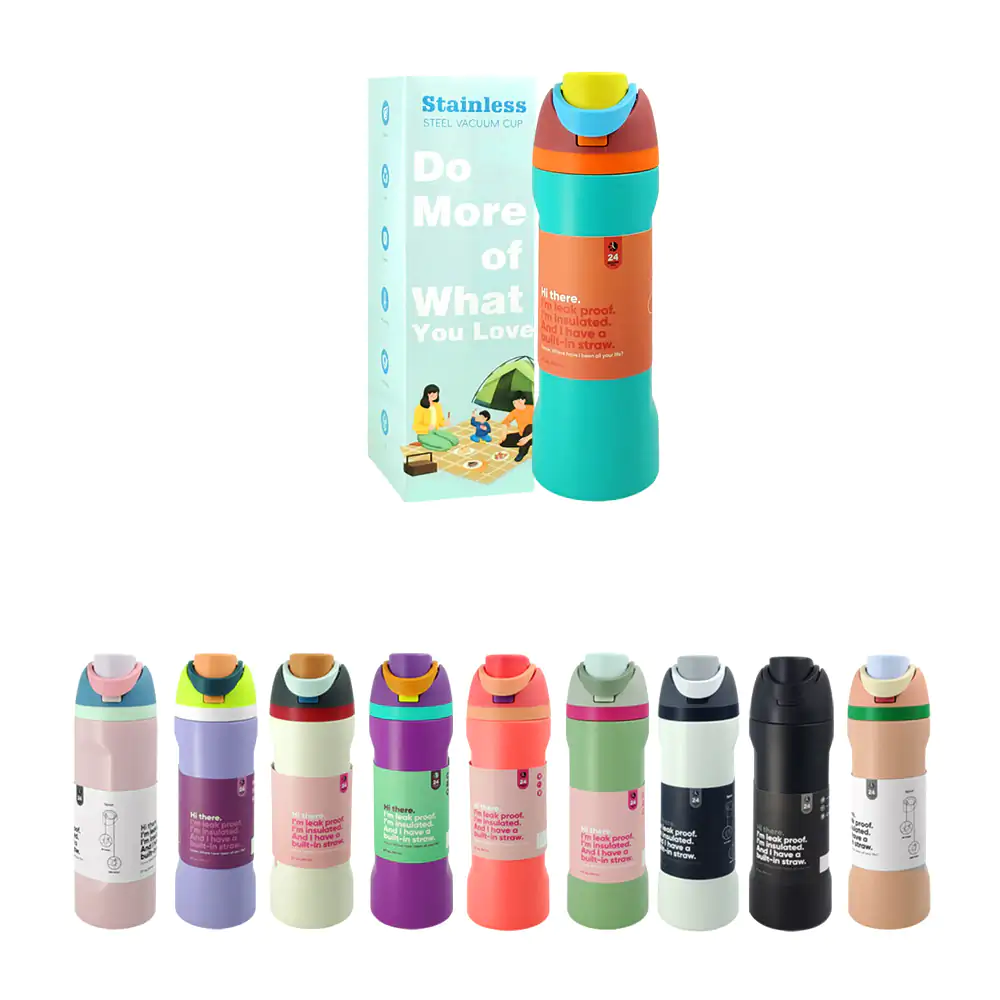 Botella - termo deportivo de doble boquilla de 27oz con diseño liso y…