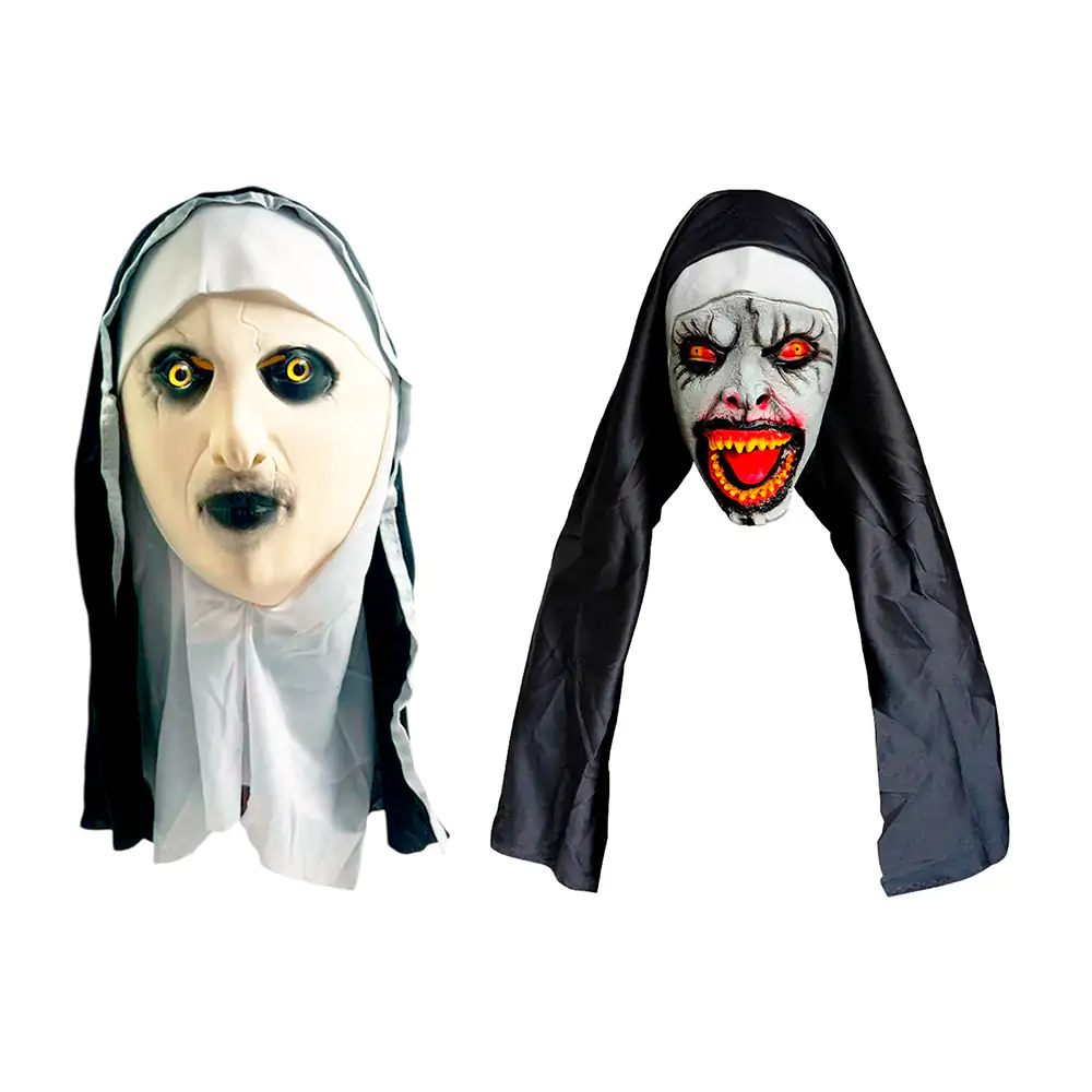 Mascara de silicón para halloween con temática de monjas, variedad de…