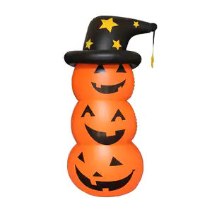 Inflable de calabaza con sombrero, 1.40mt de altura + luces / lu3082
