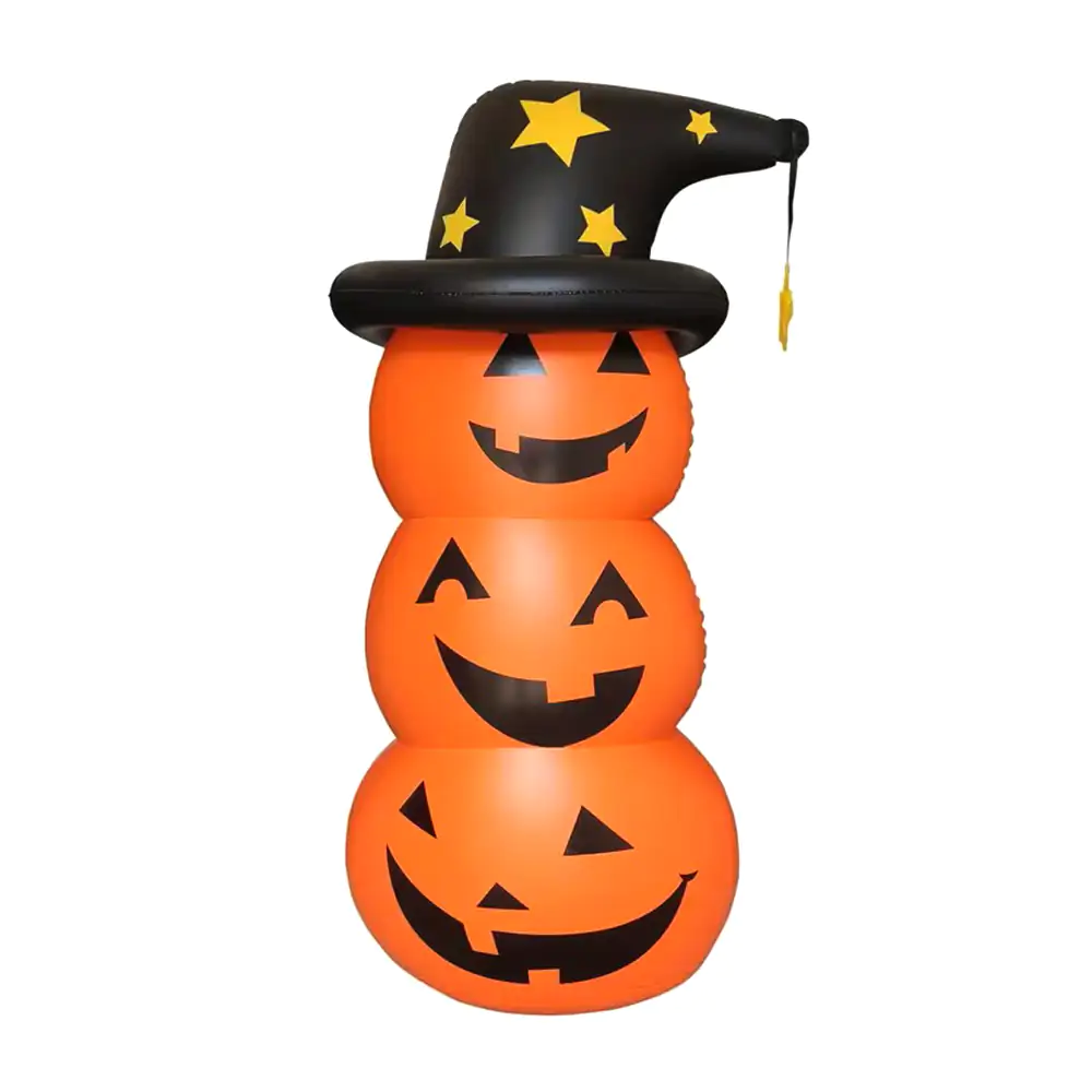 Inflable de calabaza con sombrero, 1.40mt de altura + luces / lu3082