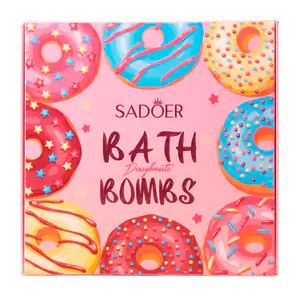 Paquete con 4 bombas de baño en forma de dona, sales con aroma y esen…