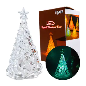 Lámpara led trasparente con forma de árbol navideño, 10x10cm / lu99476