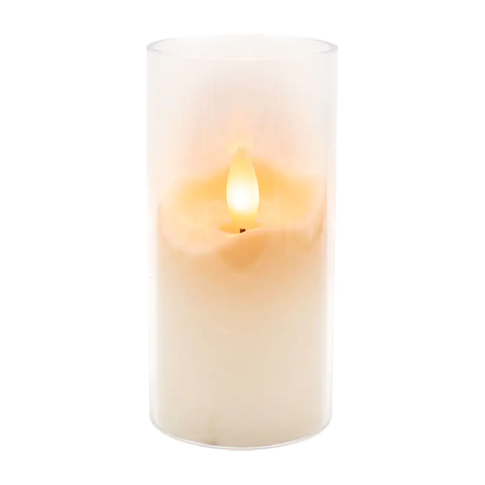 Lámpara tipo veladora de plástico con luz led cálida de 10cm 