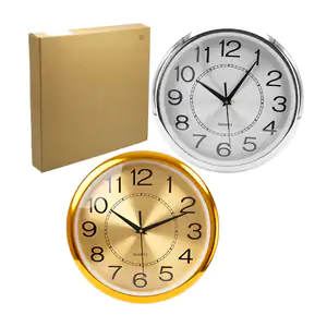 Reloj redondo de pared quartz con diseño metálico brillante, 30cm, va…