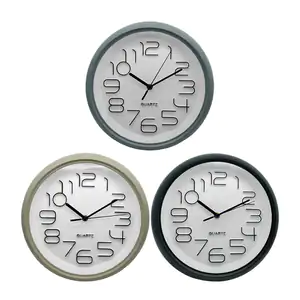 Reloj redondo de pared quartz con fondo blanco y marco en tono mate, …