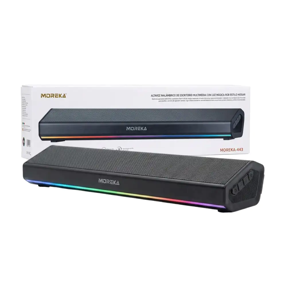 Bocina tipo barra de sonido moreka para escritorio, sonido estéreo con luz rgb / moreka-443