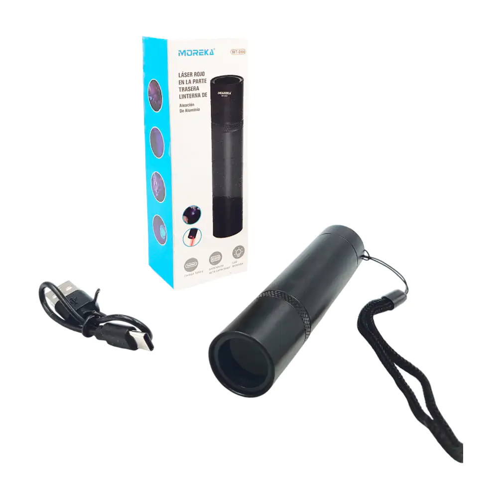 Puntero laser con linterna uv moreka, aleación de aluminio / mt-044