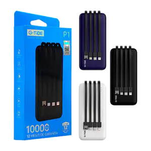 Batería portátil de 10000mah + cuatro cables integrados tipo c, micr…