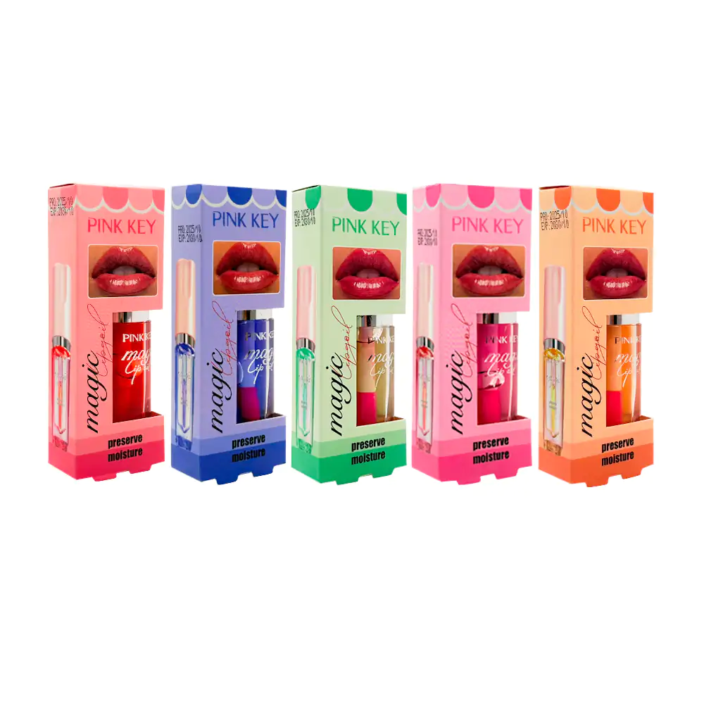 Brillo labial mágico pin key con aromas frutales, variedad de tonos / /pk2103