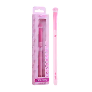 1pza brocha pink up para ojos y cejas, cerdas suaves y mango ergonómi…