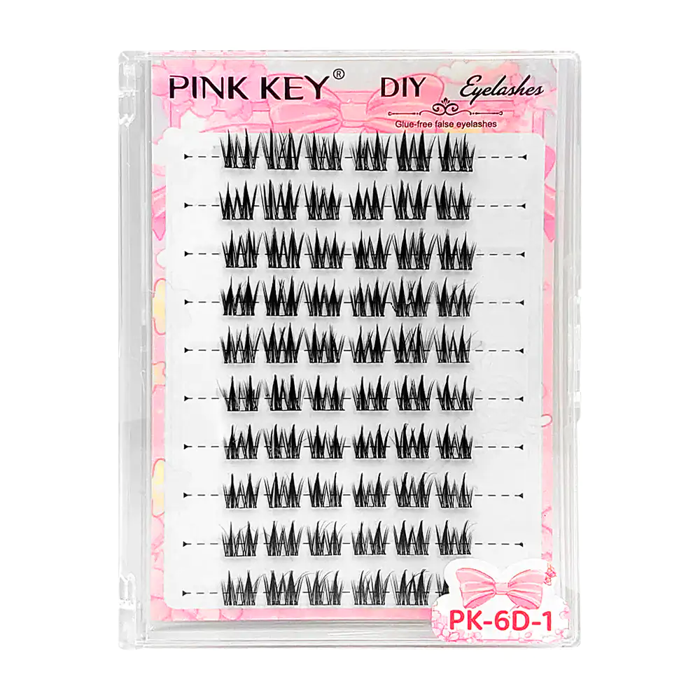 Paquete de pestañas Pink key, una por una en separación de tres / pk6821