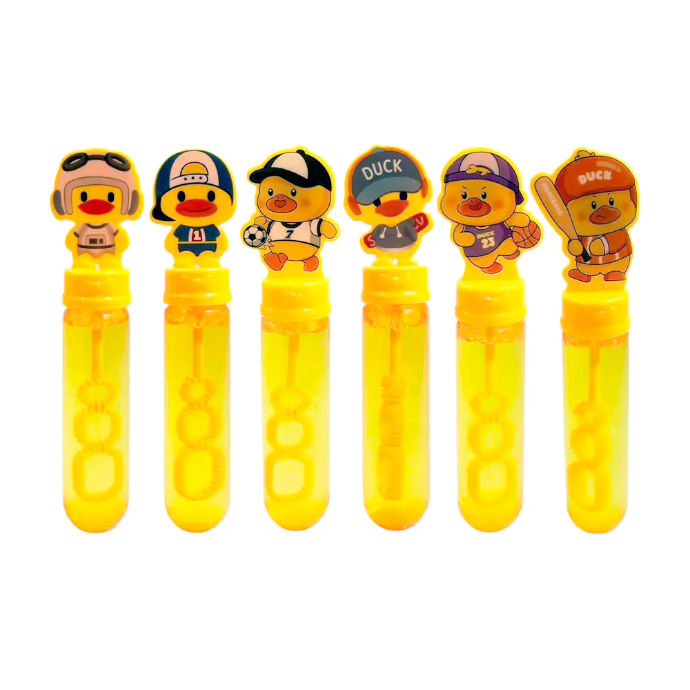 1pza Tubo pequeño para hacer burbujas con figura de pato kawaii, 14cm