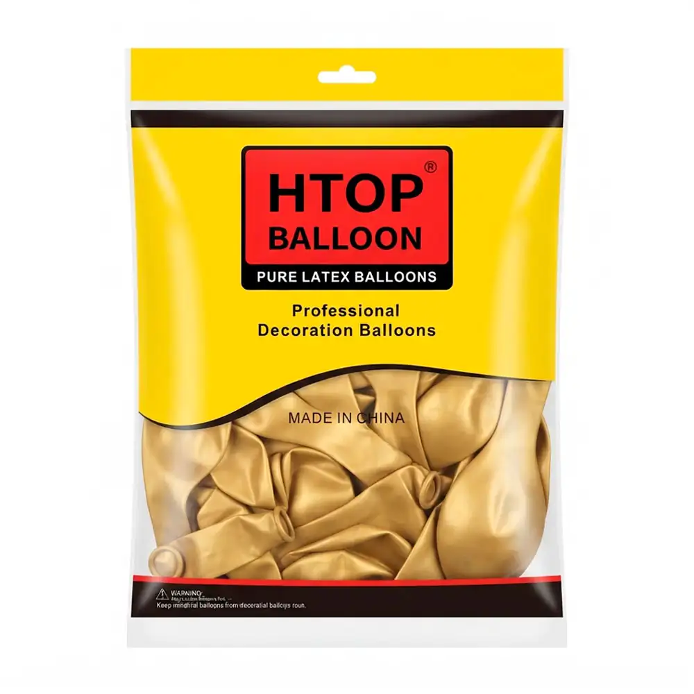 Paquete con 50 globos de látex htop balloon en color dorado de 12 pulgadas