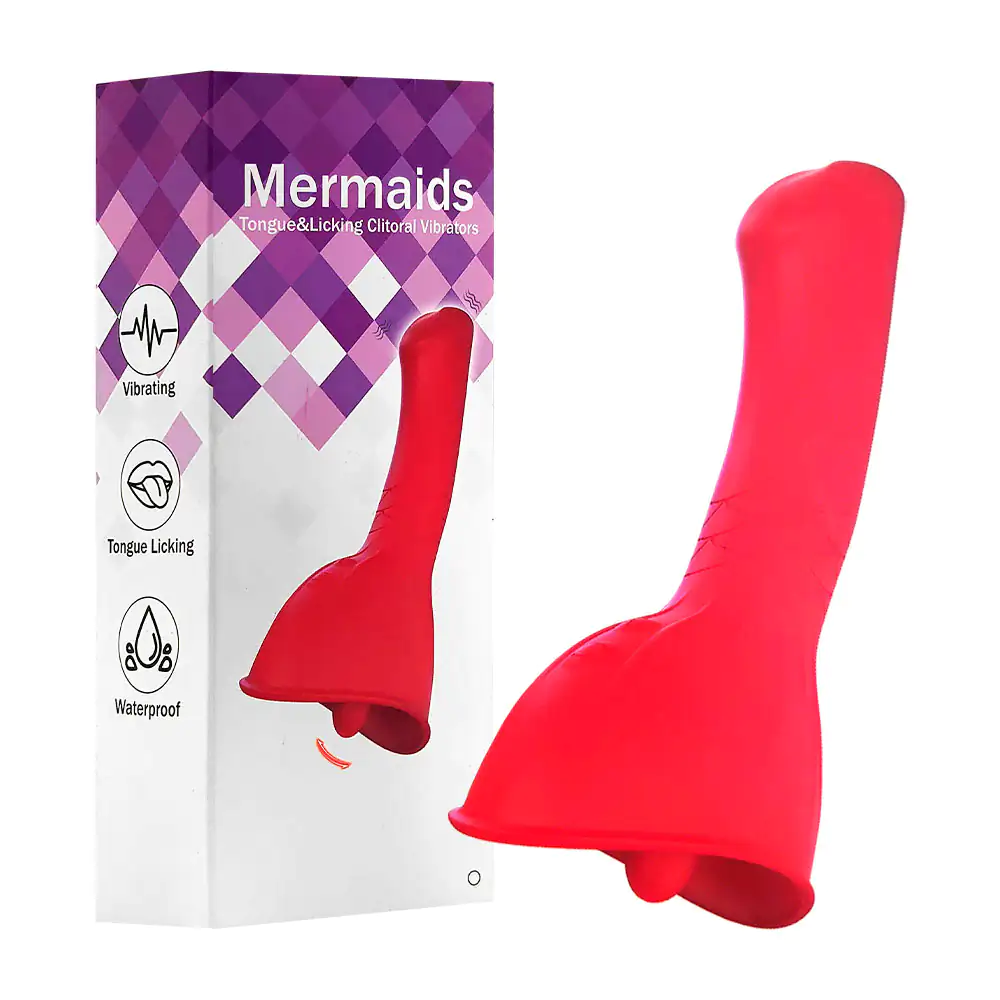 Dildo consolador silencioso de 15cm con estimulador para mujeres en forma de lengua  / qsc-09