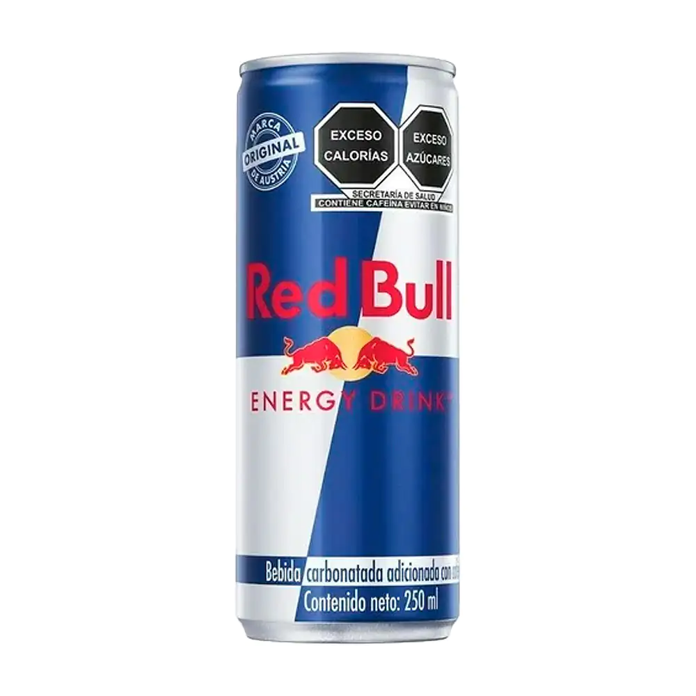 1pza bebida carbonatada red bull energético, lata de 250ml, energy drick / r.bull