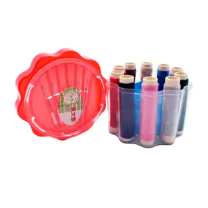 Bote transparente con 10 hilos, cinta métrica, dedal de plástico + 12…