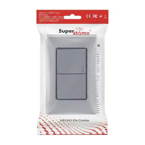 Placa - enchufe de pared moderno super átomo con 2 apagadores