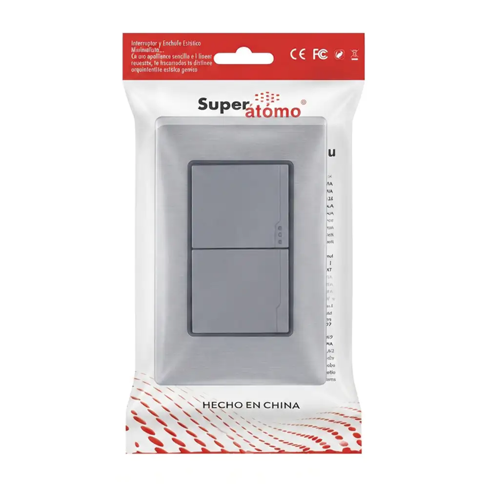Placa - enchufe de pared moderno super átomo con 2 apagadores 