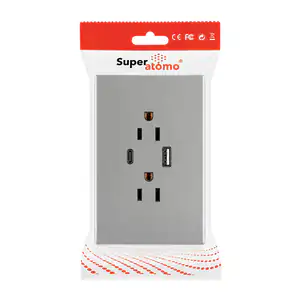 Placa - enchufe de pared minimalista super átomo con 2 tomacorrientes…