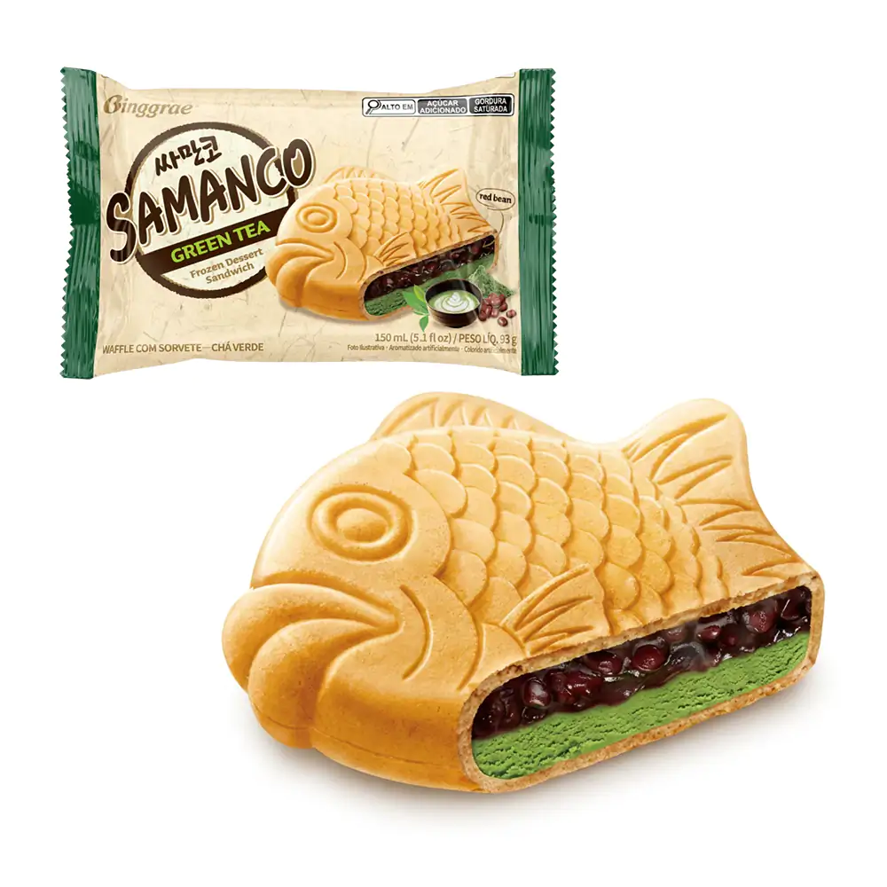 1pza helado coreano tipo sándwich en forma de pez, helado de té verde con cubierta suave, 150ml