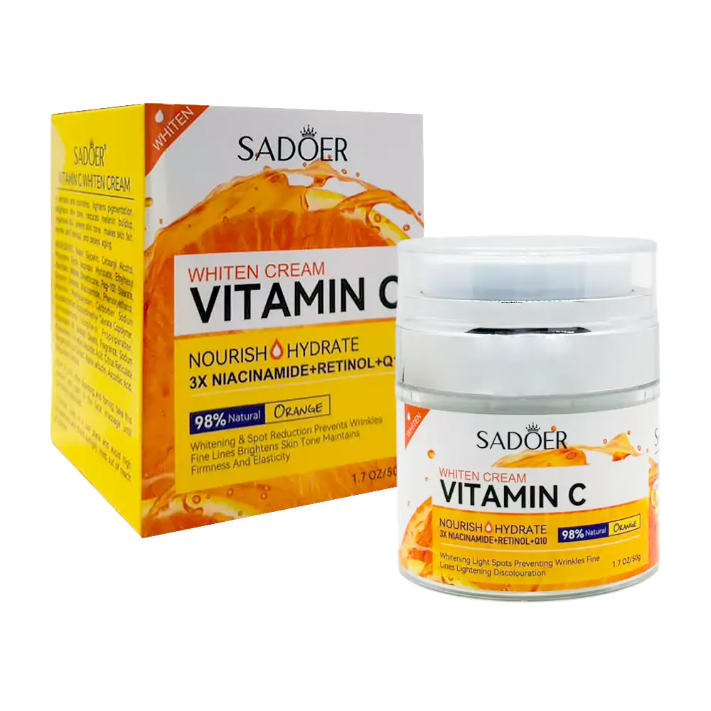 Crema facial blanqueadora sadoer 50g con vitamina c, retinol y q10 / sd02396