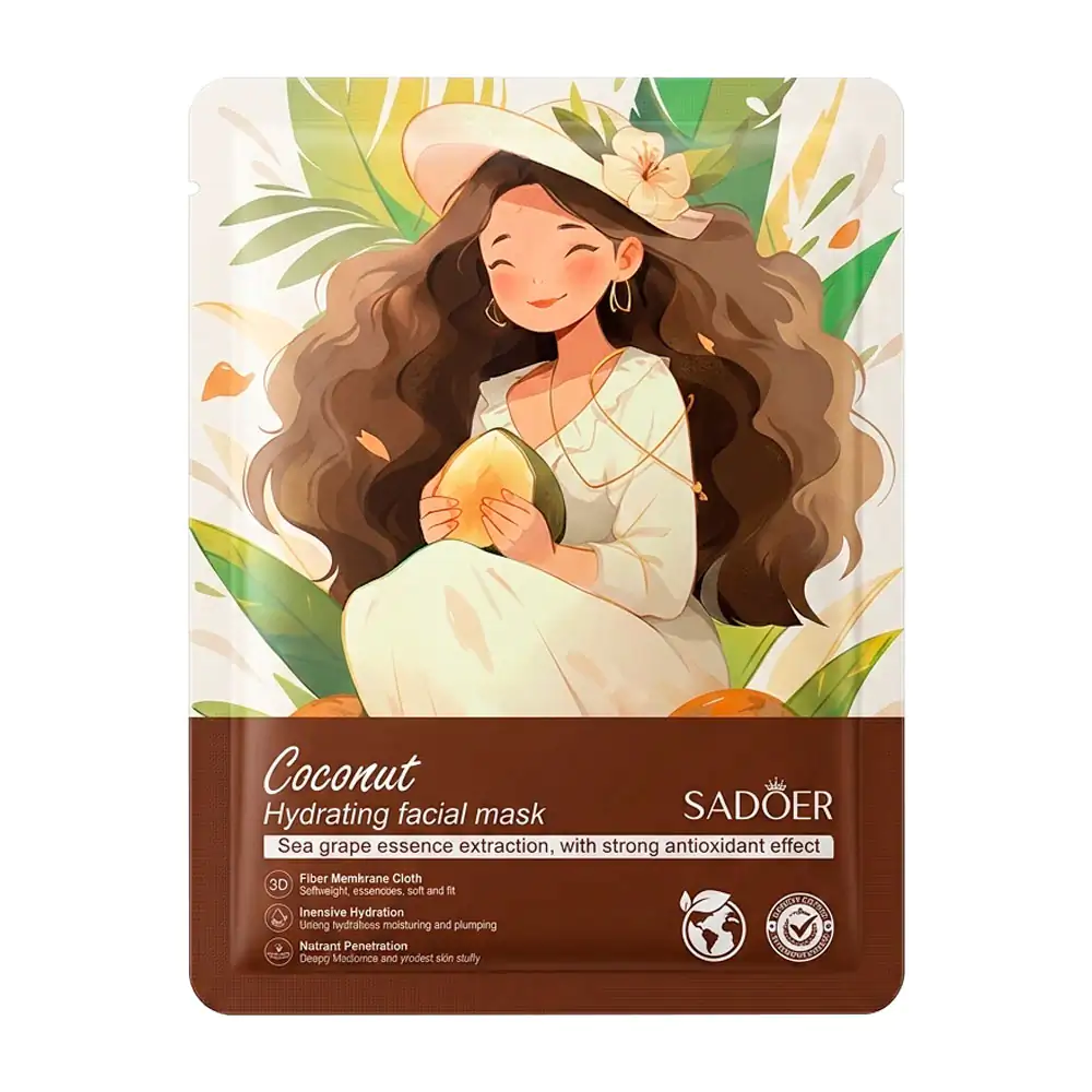 Mascarilla facial hidratante sadoer con extracto de coco y antioxidan…