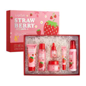 Set de skincare cuidado facial sadoer con extracto de fresa y vitamin…
