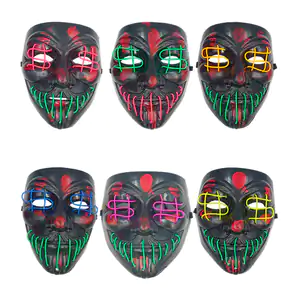 Máscara con luz led de pilas en forma de calavera negra con detalles …