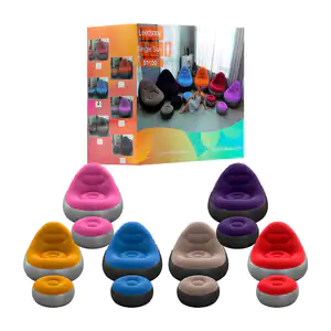 Sillón inflable con reposapiés sin diseño, variedad de colores / sl-0…