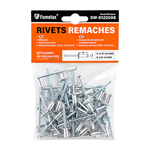 Bolsa con 50 pzas, remaches fumetax de aluminio con ala de 13.5mm / s…