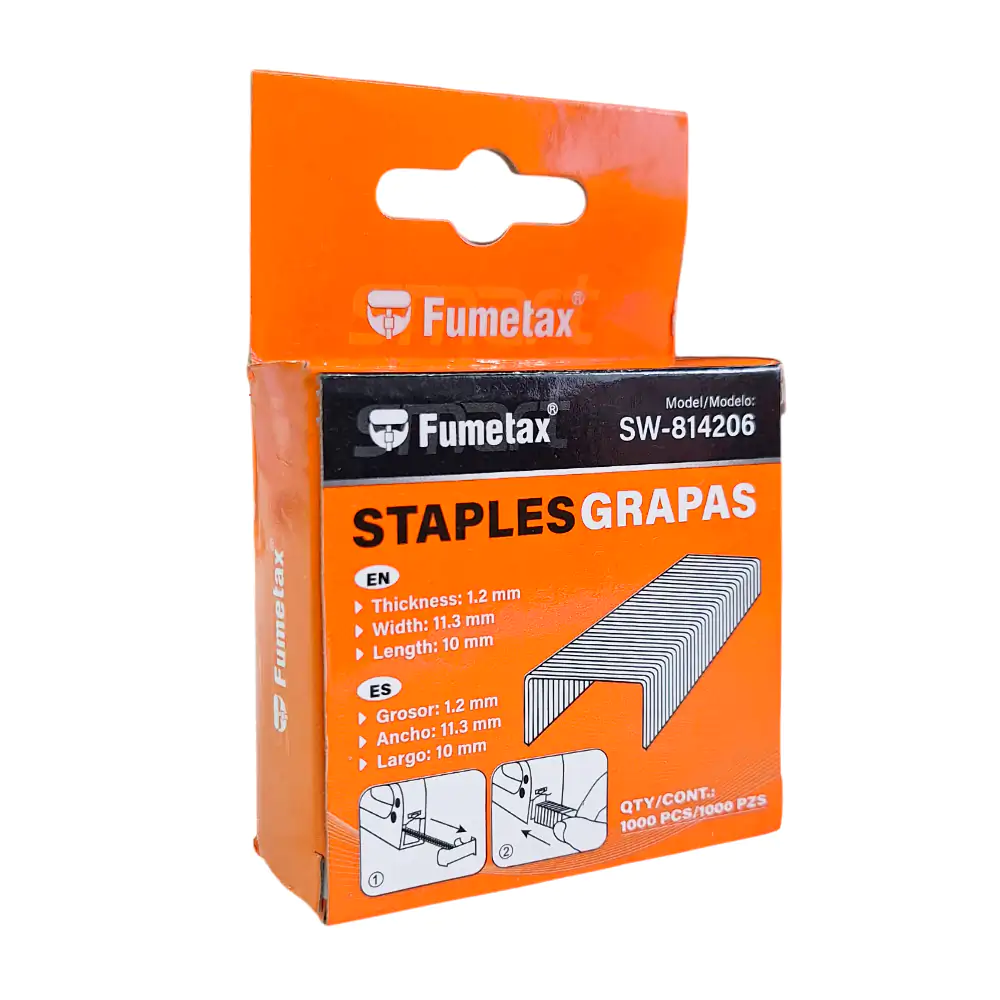 Caja con 1000pzas de grapas fumetax de acero inoxidable, 1.2x11.3x10 mm / sw-8142026