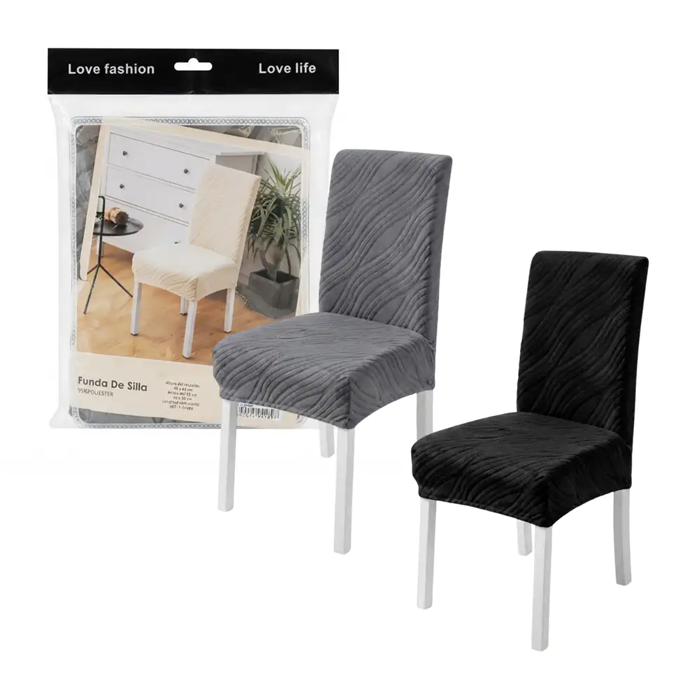 Funda para silla, 100% poliéster 45x65x50cm con textura ondulada, var…