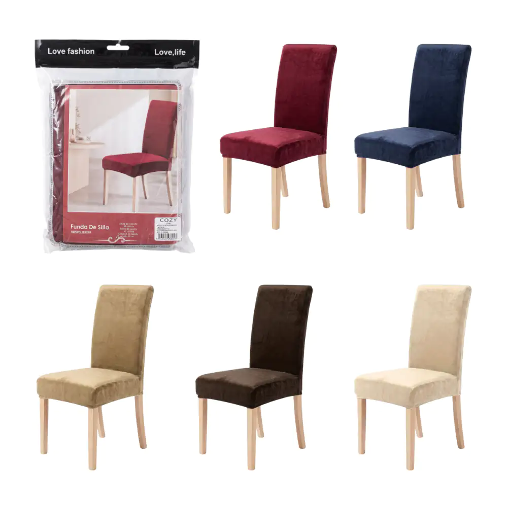 Funda para silla, 100% poliéster 45x65x50cm con textura lisa, variedad de colores / t-30488