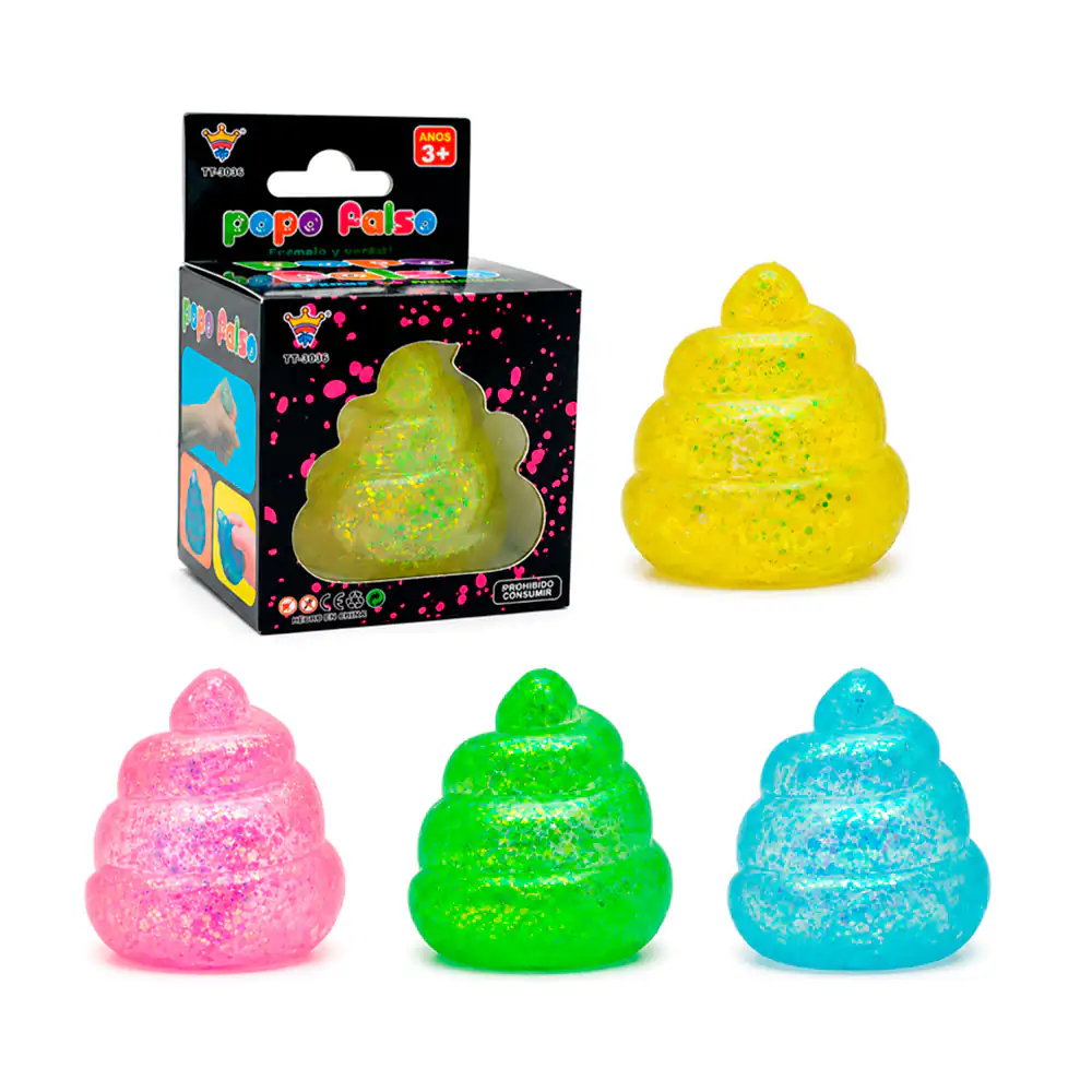 Squeeze antiestrés con forma de popo kawaii con glitter, variedad de …