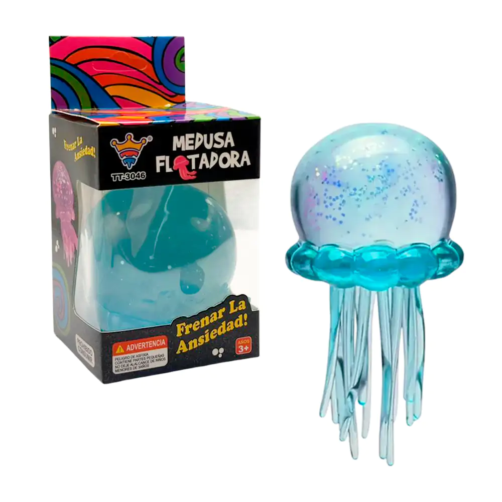 Squeeze antiestrés con forma de medusa con glitter, variedad de color…