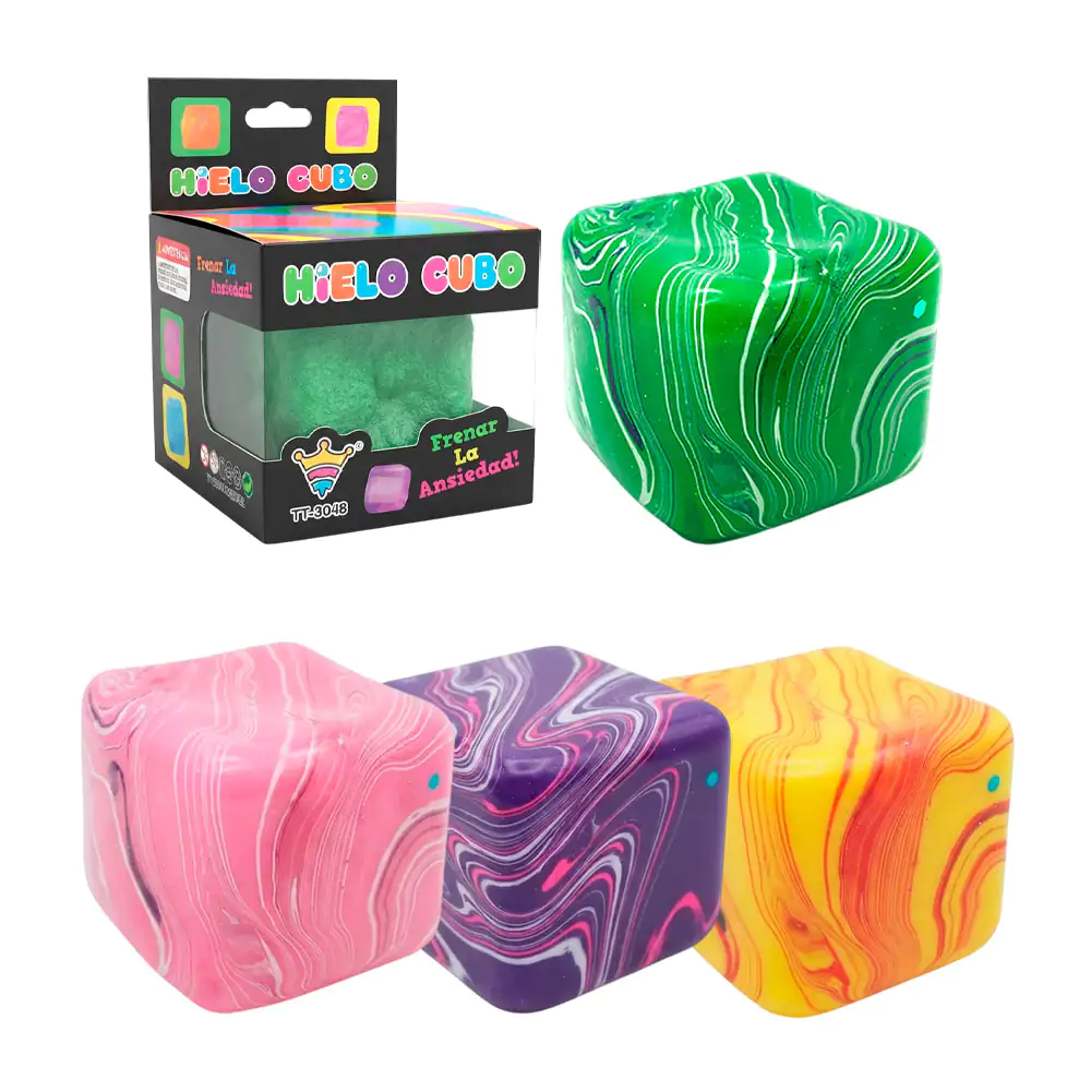 Squeeze antiestrés en forma de cubo con diseño de caramelo, variedad de colores