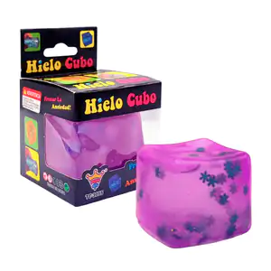 Squeeze antiestrés con forma de cubo con figuras tipo glitter, varied…