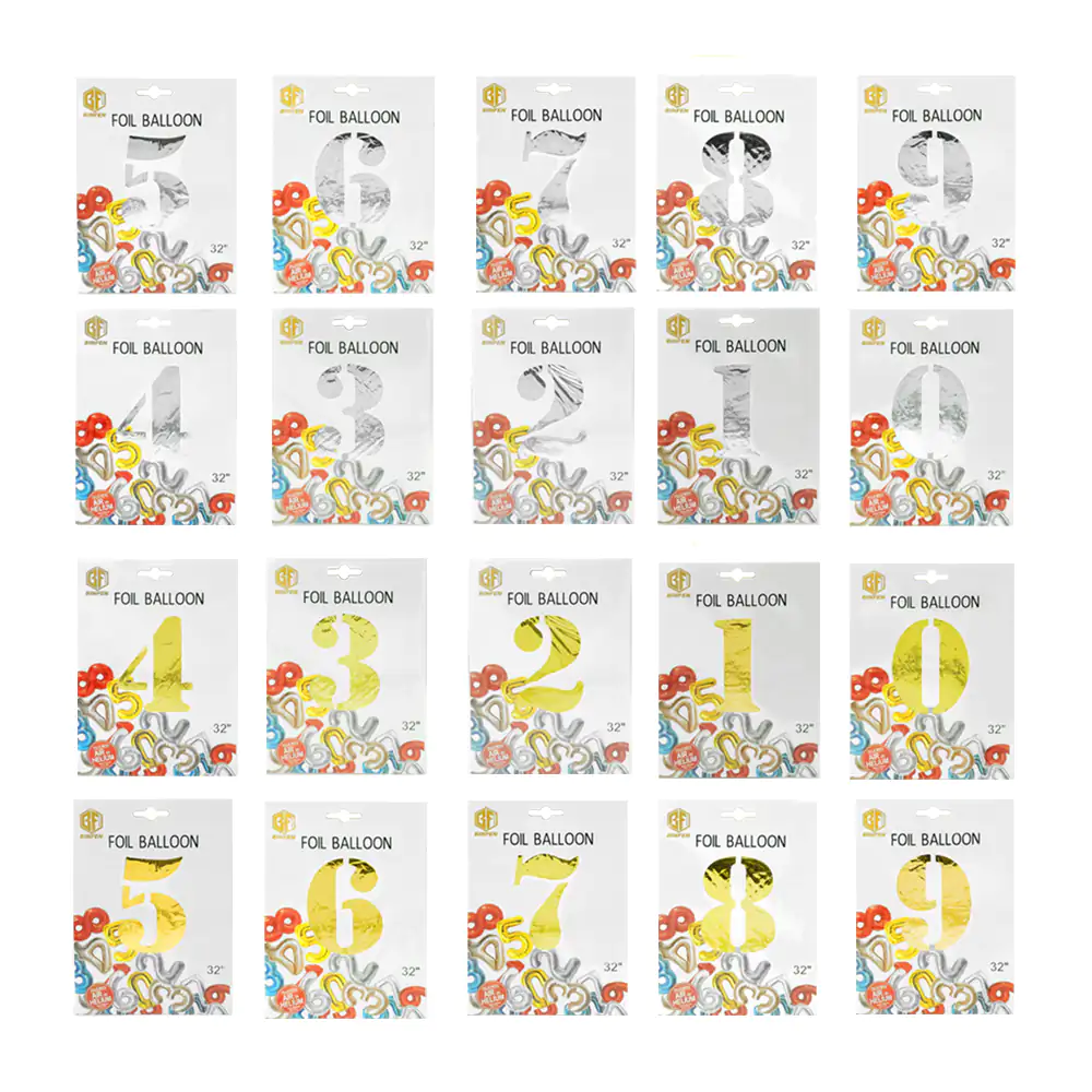 1pza Globo metálico de 32 pulgadas en forma de número, variedad de colores y formas / foil ballon / wonderful be kids be happy / af0278