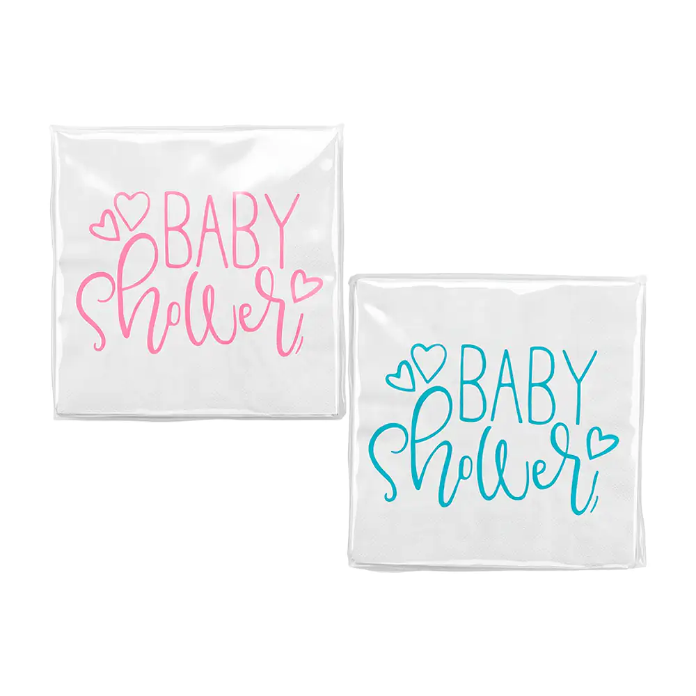 Paquete con 20 servilletas con temática baby shower, 33x33cm, variedad 