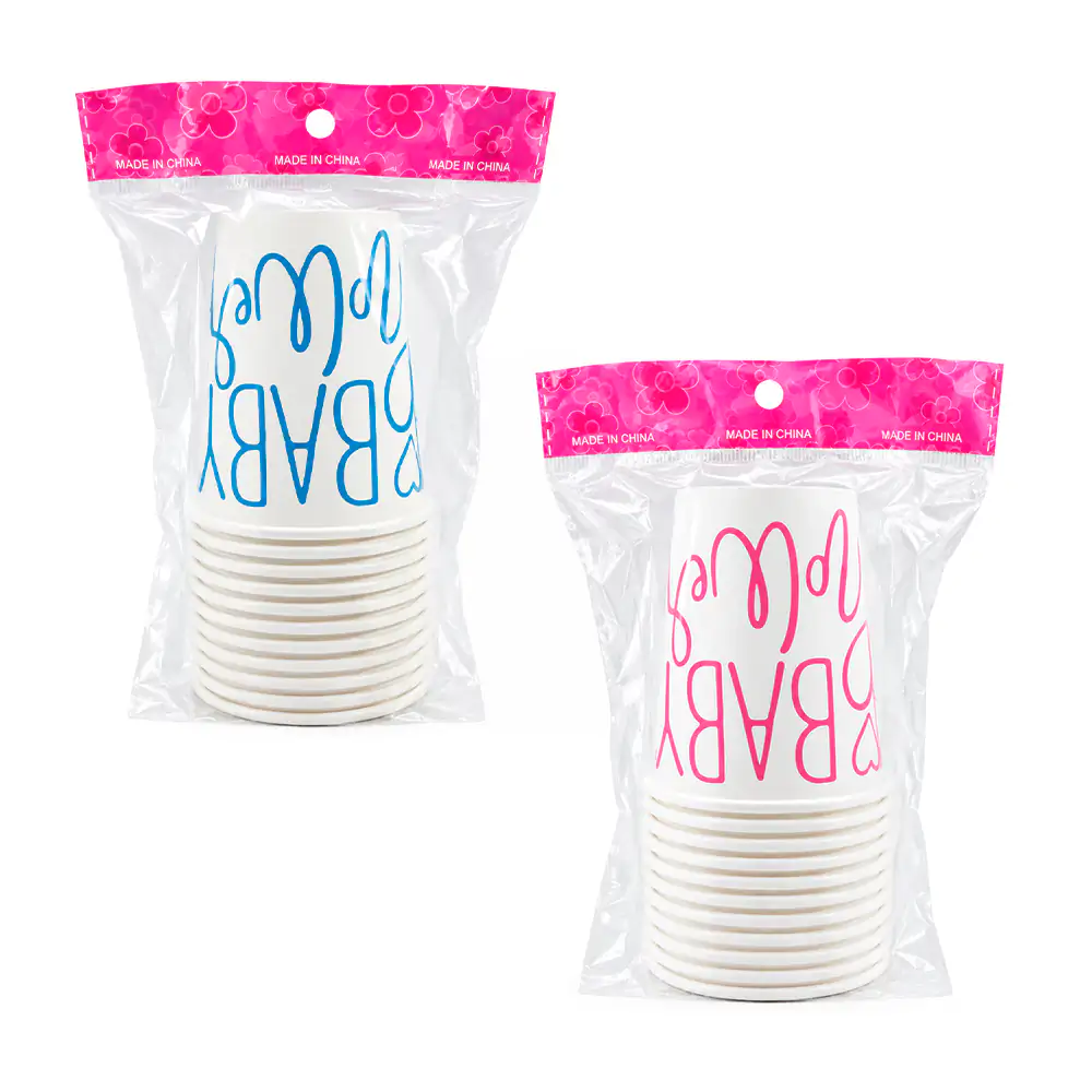 Paquete con 10 vasos con frase baby shower, 9oz, variedad